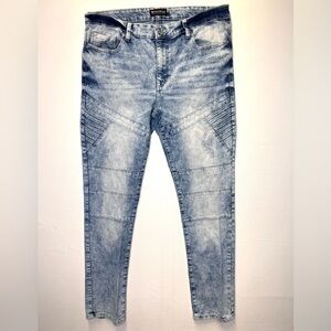 South Pole acid wash men’s skinny moto jeans denim size 34x32 Y2K Streetwear